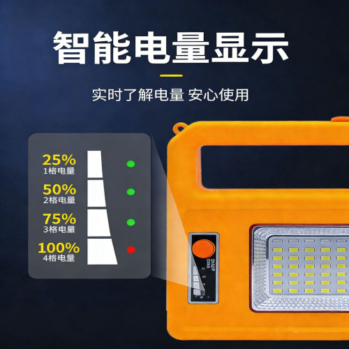 太陽能強光手提工作燈手電筒超亮充電探照燈夜市擺地攤照明露營燈