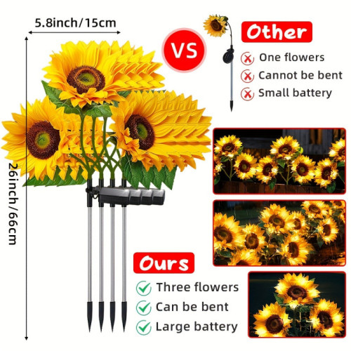 Solar Sunflower LED Garden Light Vibrant Yellow Flower