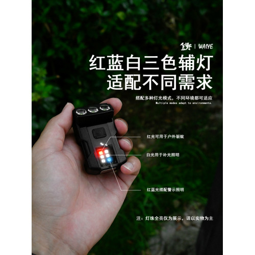 戶外露營燈夾帽燈多功能鑰匙釦燈充數字屏usb充電家用應急