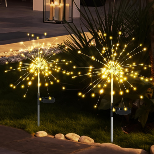 6 Pack 150 LED Solar Firework Lights Outdoor, 4th of July