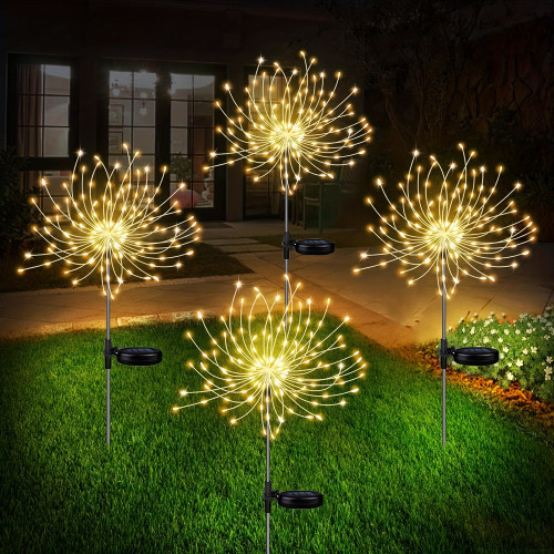 6 Pack 150 LED Solar Firework Lights Outdoor, 4th of July