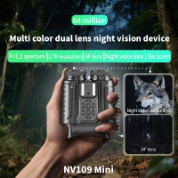 NV109高清2.7K雙鏡頭無光紅外線夜視儀 帶動物音效戶外偵測攝像機
