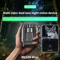 NV109高清2.7K雙鏡頭無光紅外線夜視儀 帶動物音效戶外偵測攝像機