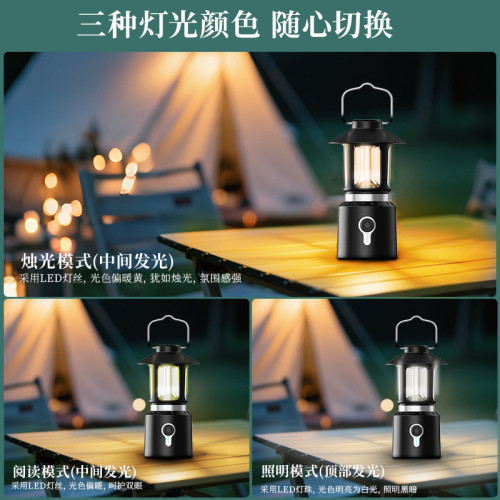 可升降復古露營燈戶外露營天幕掛燈手提營地帳篷燈LED雙光源馬燈