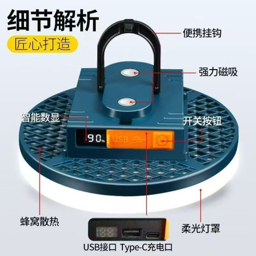 超亮充電燈露營燈帳篷燈戶外夜市照明燈LED燈泡掛燈應急磁鐵野營