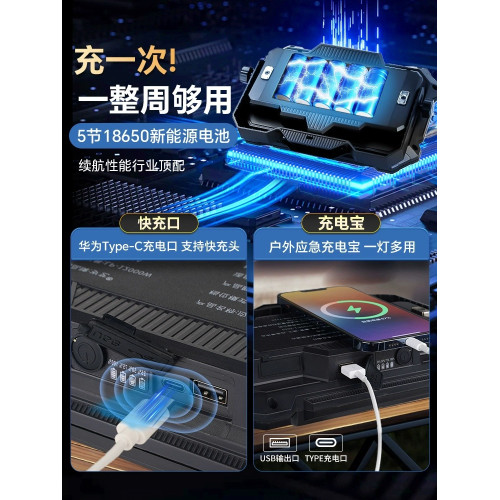 超亮LED充電照明燈夜市燈戶外露營燈長續航地攤燈家用停電應急燈