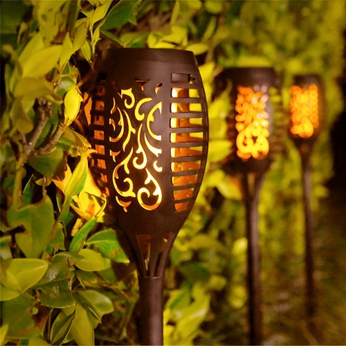 8/12PCS Solar Flickering Flame Torch Lights Outdoor Tiki
