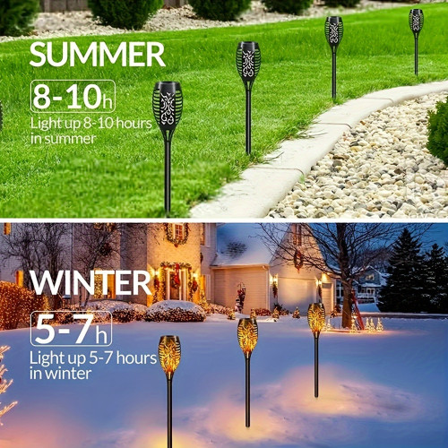 8/12PCS Solar Flickering Flame Torch Lights Outdoor Tiki