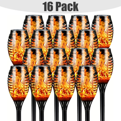 8/12PCS Solar Flickering Flame Torch Lights Outdoor Tiki