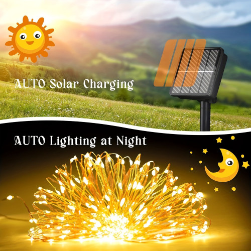 2 Pack Of 104FT (300LED) Solar Outdoor Lights Outdoor Solar