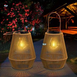 New Solar Rattan Hanging Lamp for Outdoor, Outdoor Solar