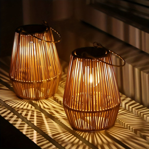 New Solar Rattan Hanging Lamp for Outdoor, Outdoor Solar