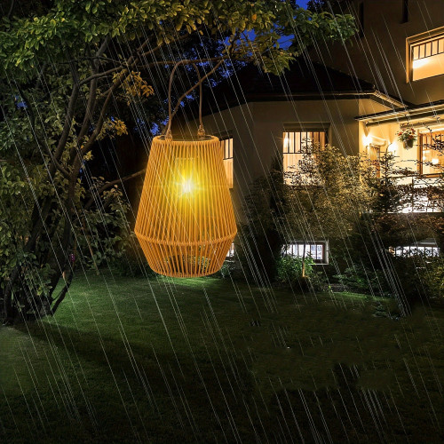 New Solar Rattan Hanging Lamp for Outdoor, Outdoor Solar