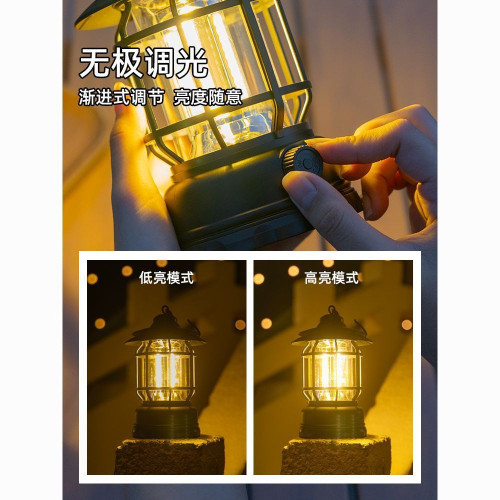 復古戶外露營續航充電照明超長營地野營可充電帳篷氛圍馬燈掛式