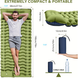 Self Inflating Camping Air Mattress 4 Inch Thick, Compact