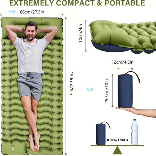 Self Inflating Camping Air Mattress 4 Inch Thick, Compact