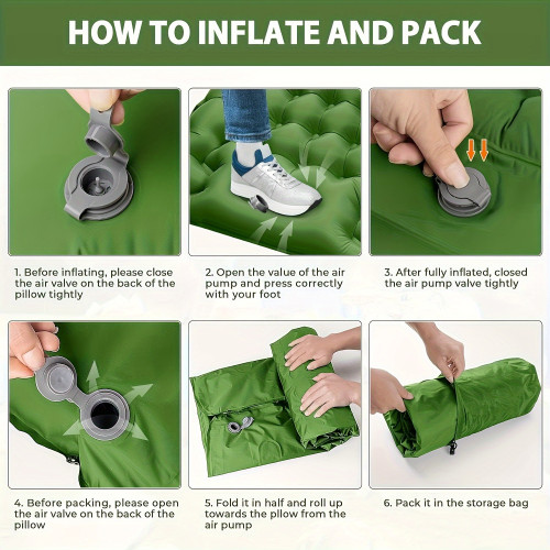 Self Inflating Camping Air Mattress 4 Inch Thick, Compact