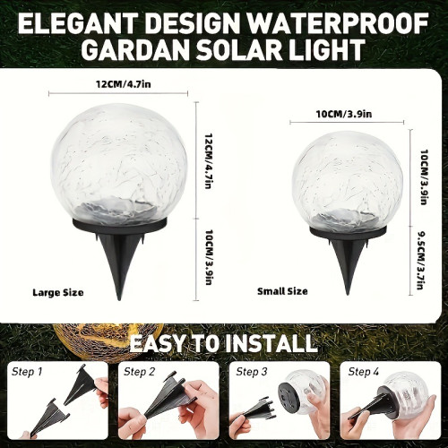 2PCS Solar Powered CrackLED Glass LED Garden Lights,