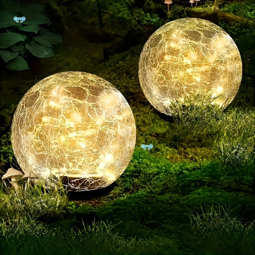 2PCS Solar Powered CrackLED Glass LED Garden Lights,