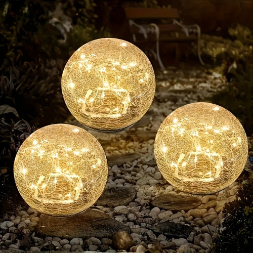2PCS Solar Powered CrackLED Glass LED Garden Lights,