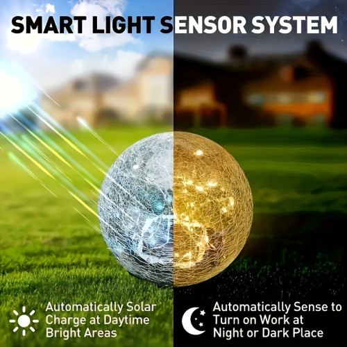2PCS Solar Powered CrackLED Glass LED Garden Lights,