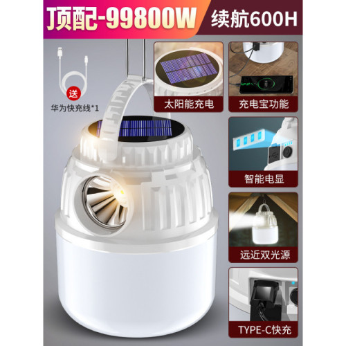 太陽能露營燈夜市擺攤照明停電應急燈充電超長續航戶外帳篷燈掛燈