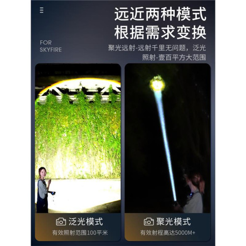 25款手電筒強光充電超長續航大容量戶外可攜式超亮變焦泛光遠射耐用
