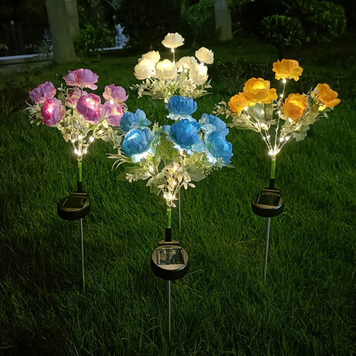 2pcs Solar Powered Peony Flower Light 7 Head Fancy Lights