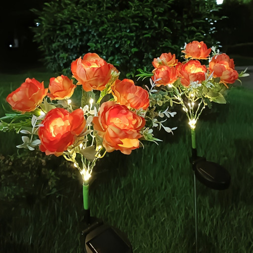 2pcs Solar Powered Peony Flower Light 7 Head Fancy Lights