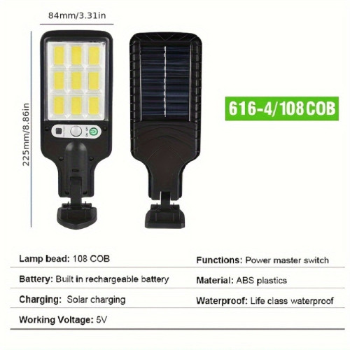 Solar Sensor Street Lamp Outdoor Lights with 3 Lighting