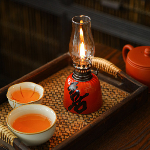 復古創意陶瓷酥油燈傳統青花陶瓷茶室家居擺件戶外露營茶室氛圍燈