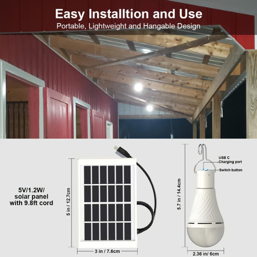 Solar Chicken Coop Light Rechargeable Solar Light Bulbs,