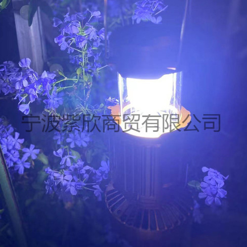 野營燈折疊帶風扇手持太陽能野營燈充電式戶外露營燈手提
