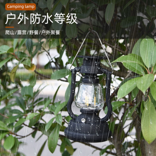 手搖充電太陽能野營燈仿古馬燈戶外帳篷燈手提露營燈復古馬燈