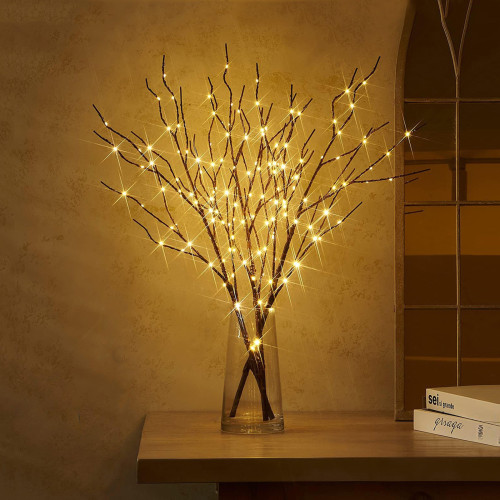 2 Pcs Luminous White Branches 31.5 Inches 50 LED Lights