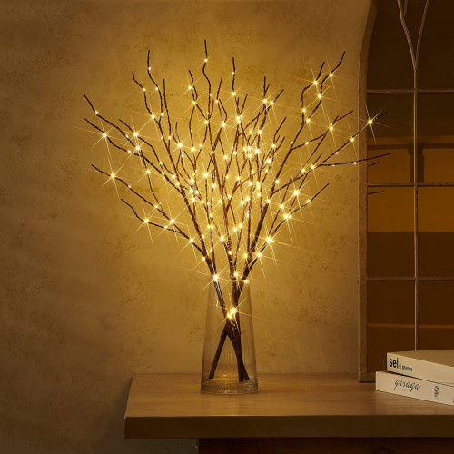 2 Pcs Luminous White Branches 31.5 Inches 50 LED Lights