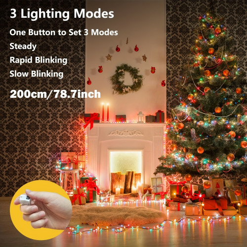 Fairy Lights Battery Operated, 3 Speed Modes, 7Ft 20 LED