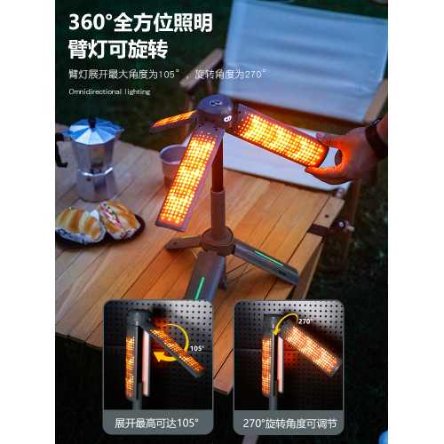 2025新款拉伸工作燈 LED強光檢修燈帶磁鐵多功能數字顯示野營燈
