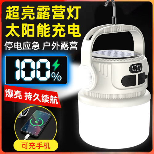 ✅LED太陽能露營燈不插電家用應急夜市地攤燈節能USB充電野營擺攤