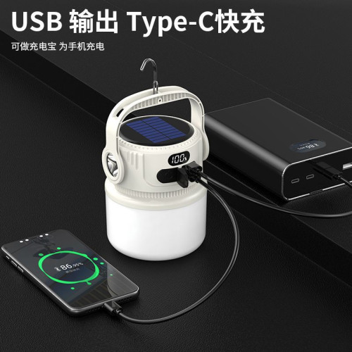 ✅LED太陽能露營燈不插電家用應急夜市地攤燈節能USB充電野營擺攤