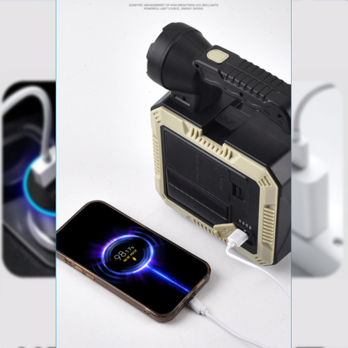 大功率戶外新款led強光大工具包手提探照燈led充電應急燈照明露營