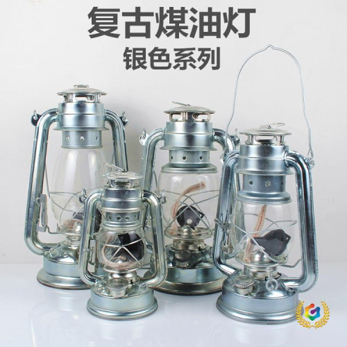 ➢銀色系列復古煤油燈馬燈桅燈手提馬燈戶外照明營地燈露營燈裝飾