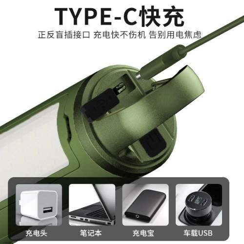 新款戶外露營燈三葉繙轉可攜式手電筒掛燈可折疊家用帳篷燈野營燈