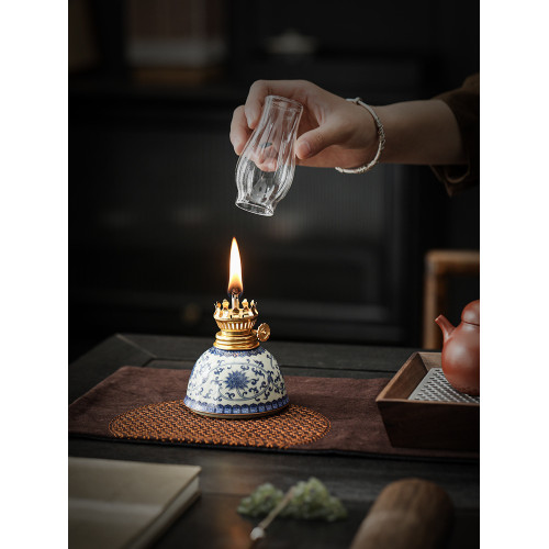 陶瓷油燈酥油燈露營茶室裝飾氛圍燈懷舊復古供彿長明燈燈盞