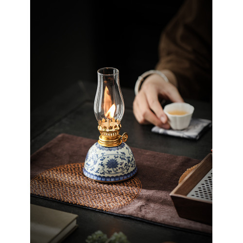 陶瓷油燈酥油燈露營茶室裝飾氛圍燈懷舊復古供彿長明燈燈盞