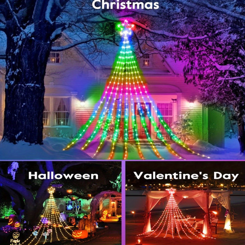 11.8FT Christmas Outdoor WaterfAll Star String Lights 350