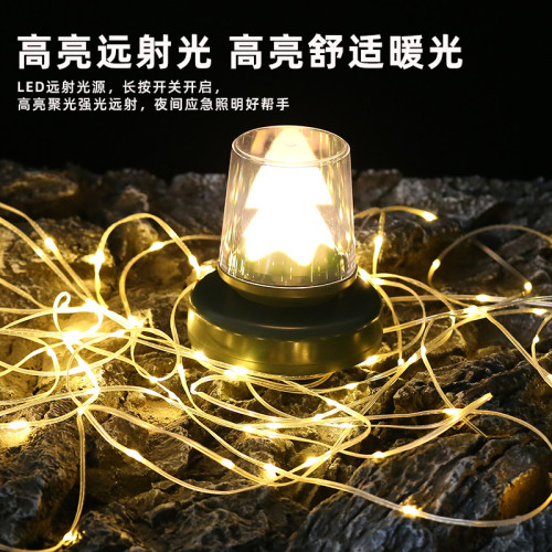 多功能LED露營燈冷暖兩色桌面冰山氛圍燈USB充電防水卷尺收納串燈