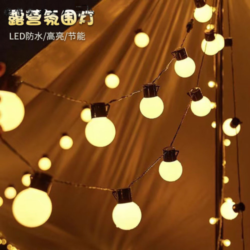戶外露營氛圍燈泡圓球燈串婚慶led彩燈帶天幕帳篷裝飾燈庭院掛燈