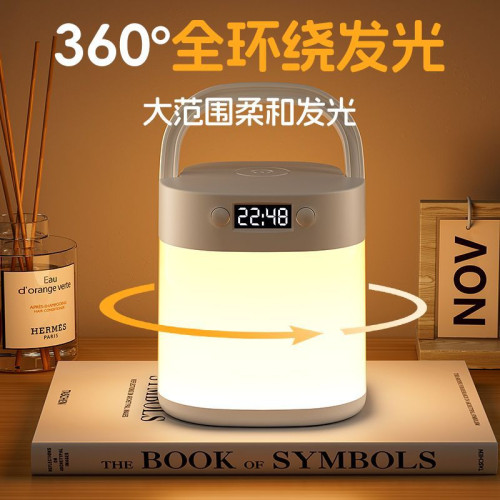 遙控時鐘小夜燈床頭燈充電手提戶外露營嬰兒喂奶臥室護眼台燈睡眠