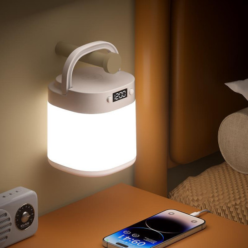 遙控時鐘小夜燈床頭燈充電手提戶外露營嬰兒喂奶臥室護眼台燈睡眠